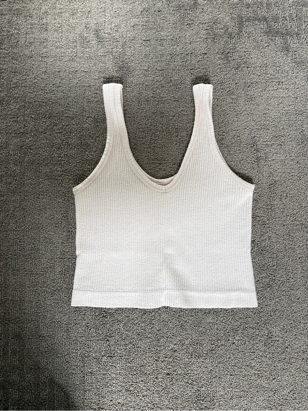 Urban Outfitters Light Pink Ribbed V-Neck Crop Tank